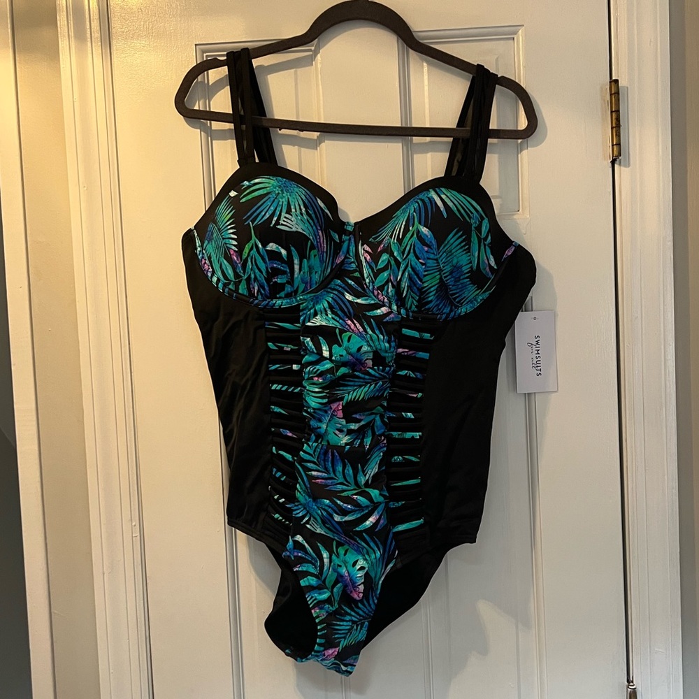 NWT Swimsuits 4 All Black bathing suit size 16